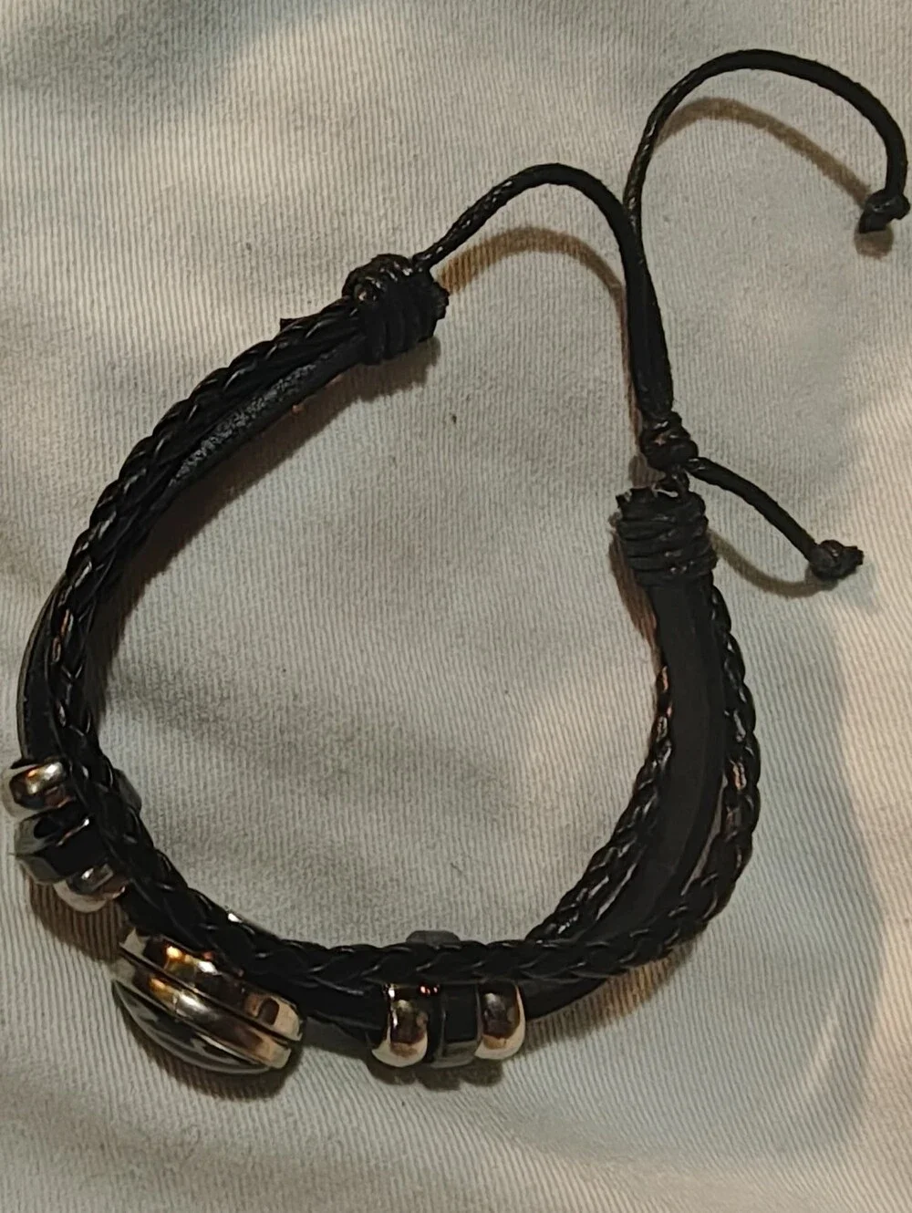 Personalized Black 'A' Initial Braided Leather Bracelet for Men